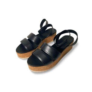 VINCE Jet Cork Leather Flatform Sandals